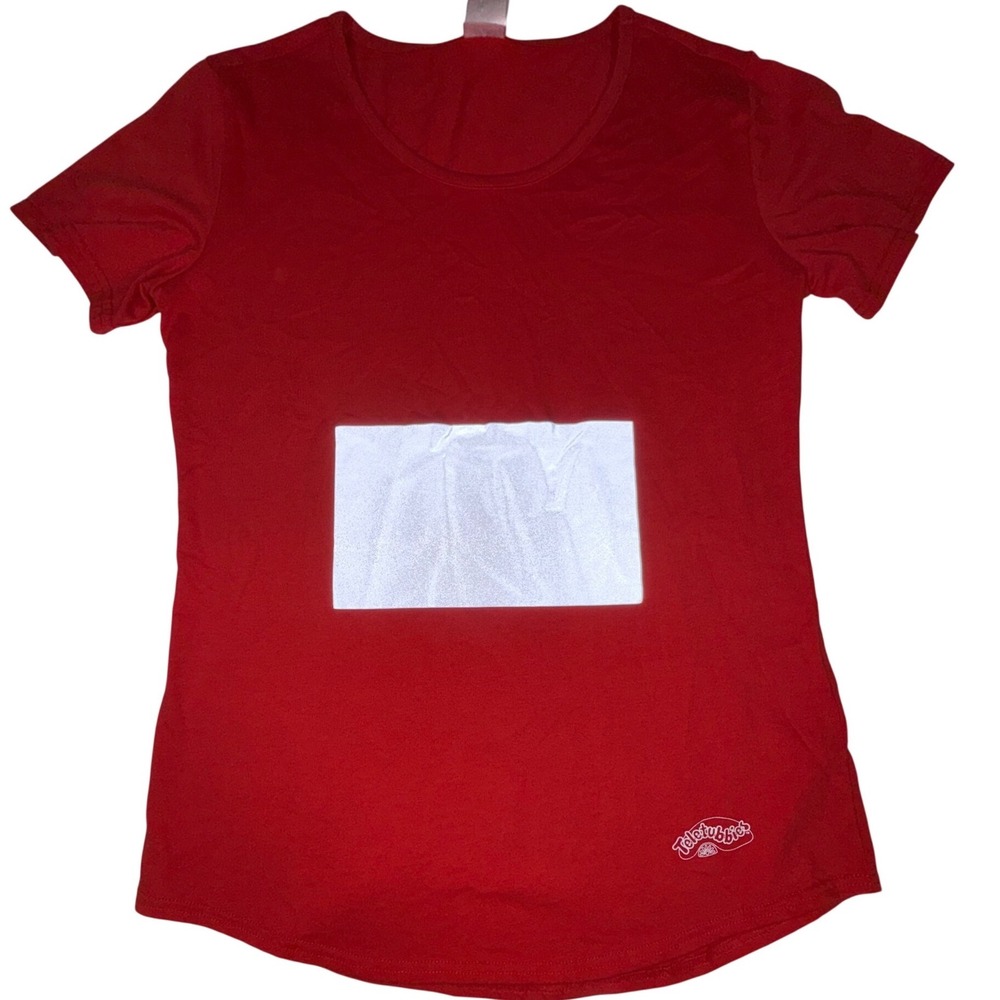 Spirit Teletubbies Po Costume T-Shirt Womens Size M Red Reflective Patch
